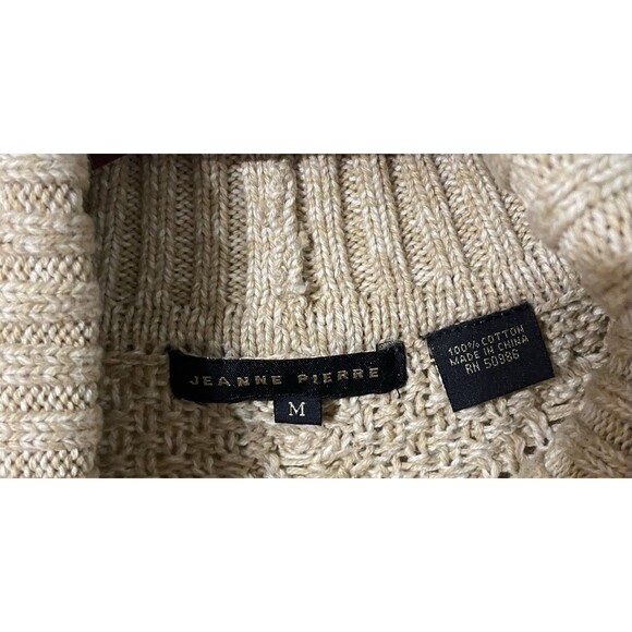 Jeanne Pierre Colorblocked Cable-Knit Tunic Sweater Brown / Beige Size M Pockets - Picture 3 of 4